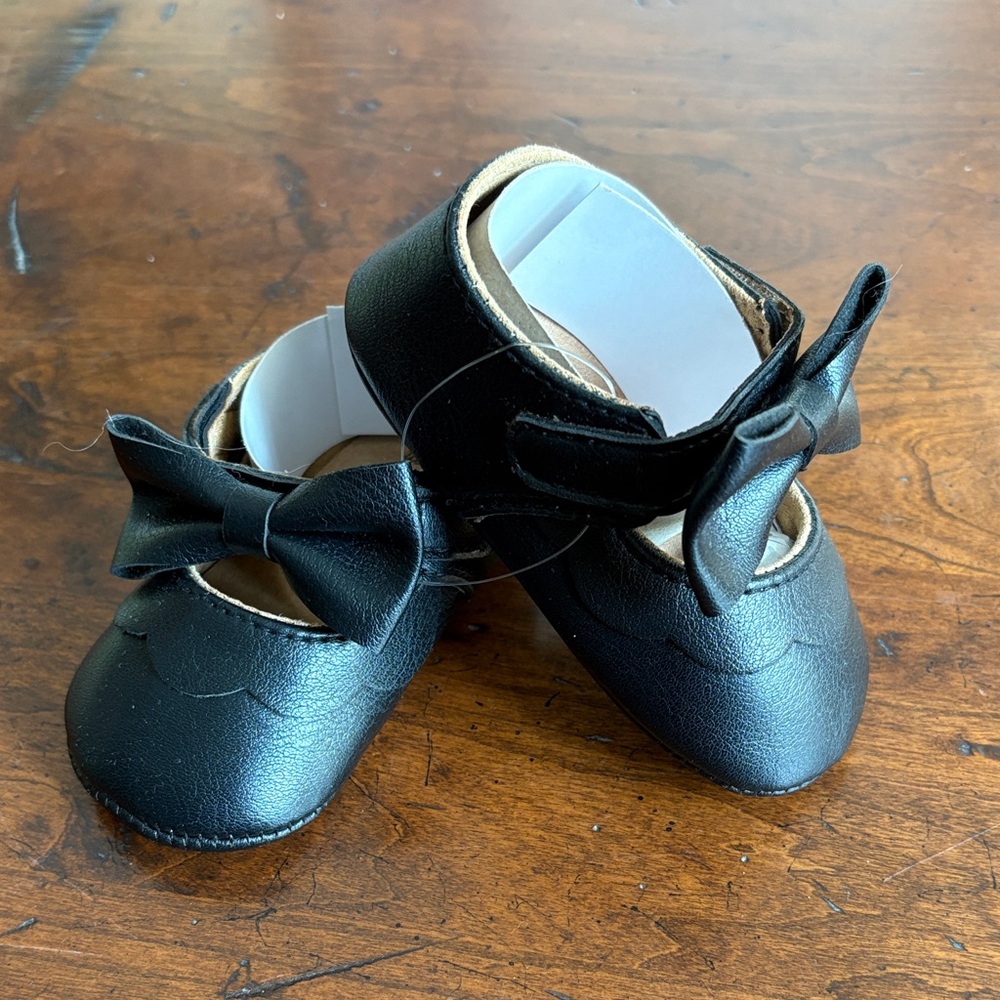 Myggpp Black Bow Kids Shoes, Size 3